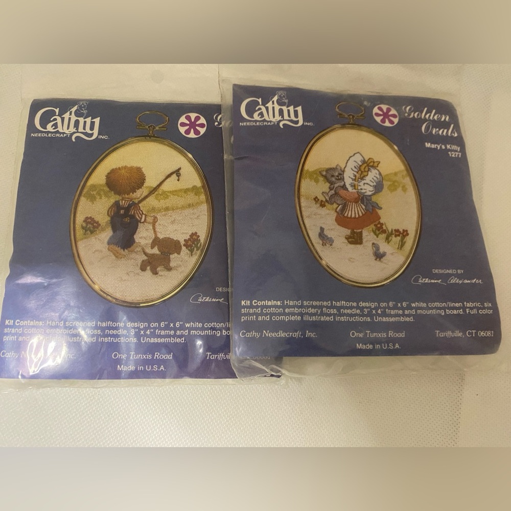 Cathy Needlecraft Embroidery Kits Andy’s Puppy, Mary’s Kitty